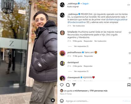 Rodrigo Noya compartió los detalles de la operación que se sometió (Captura: Instagram)