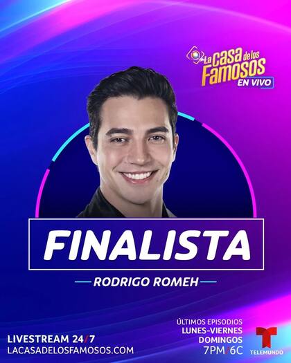 Rodrigo Romeh es el primer finalista de La casa de los famosos 4