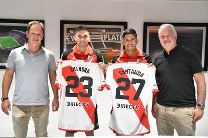 Rodrigo Villagra y Agustín Sant’Anna, en su llegada a River hace un año; hoy, ambos pueden emigrar