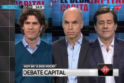Rodríguez Larreta, Lousteau y Recalde en el debate televisivo en TN