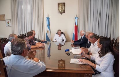 Rogelio Frigerio, gobernador de Entre Ríos, encabezó la reunión con los productores