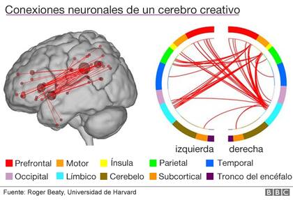 Roger Beaty, experto en neurociencia cognitiva en la Universidad de Harvard ha encontrado redes neuronales específicas que se activan en la generación de ideas