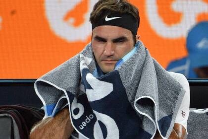 Roger Federer durante un descanso
