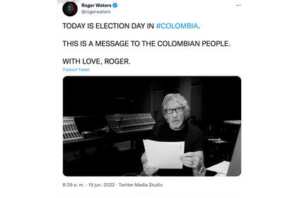 Roger Waters usó su cuenta de Twitter para hablar de las elecciones en Colombia