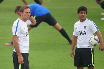 Rolando Schiavi y Hugo Ibarra, en el período en que el trabajaron en Boca, durante la gestión de Daniel Angelici