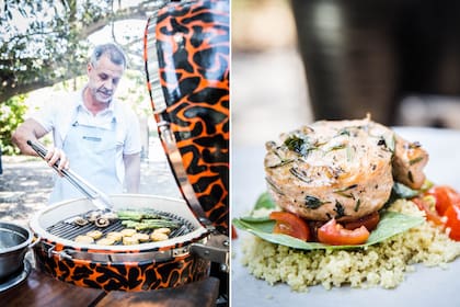 Rollos de salmón y vegetales al kamado, una de las especialidades de Christian Petersen.