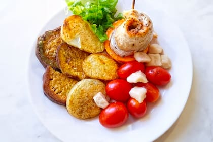 Rolls de merluza con calabaza al horno