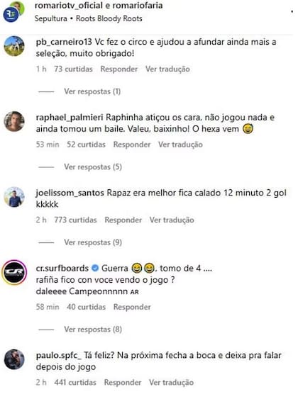 Romário es criticado tras la derrota de Brasil ante Argentina