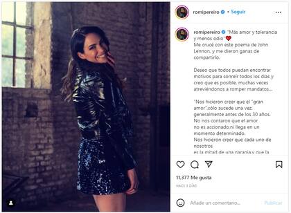 Romina Pereiro hizo una publicación tras la filtración de las imágenes entre su expareja y Josefina Pouso (Foto: Instagram @romipereiro)