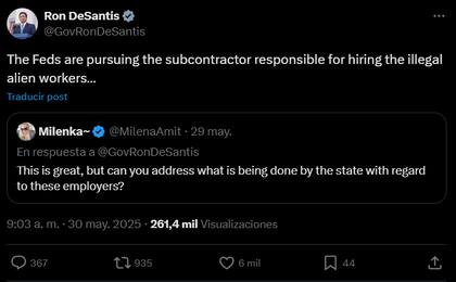 Ron DeSantis afirma que los federales persiguen a los subcontratistas que emplean a inmigrantes ilegales