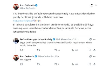 Ron DeSantis amplió su opinión sobre los abogados y la IA a partir de respuestas de seguidores