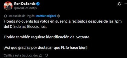 Ron DeSantis elogió el sistema de votación en Florida