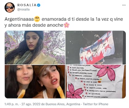 Rosalía quedó cautivada con Argentina (Foto: Twitter @rosalia)