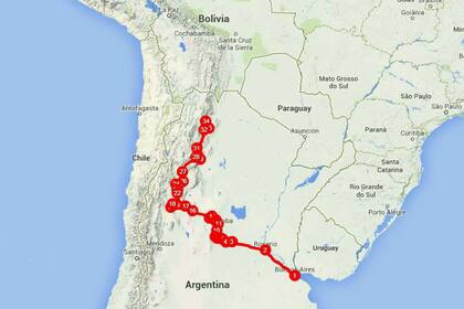 Rosario, Córdoba, La Rioja, San Juan, Catamarca y Tucumán forman parte del recorrido realizado