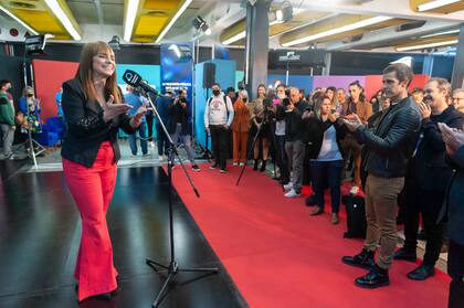 Rosario Lufrano, en la presentaciòn de la programación de la TV Pública, en mayo de 2022