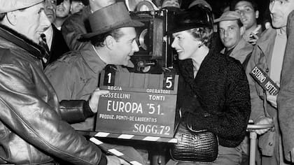 Rossellini y Bergman durante el rodaje de Europe 51