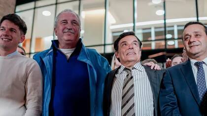 Rovira con sus tres principales espadas, el vicegobernador Lucas Romero Spinelli, el gobernador Hugo Passalacqua y Oscar Herrera Ahuad