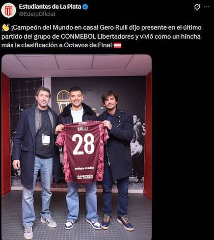 Rulli visitó Estudiantes de La Plata mientras espera la convocatoria final de Scaloni.