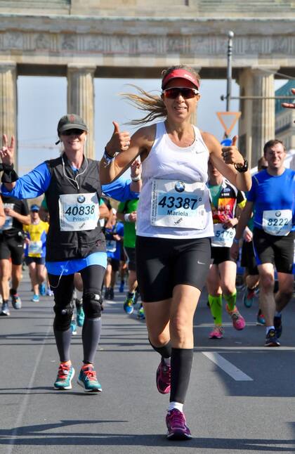 Mariela Steiervalt, en el maratón de Berlín, uno de los Six Majors
