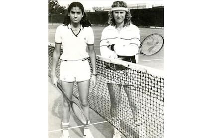 Sabatini y Madruga, el 25 de octubre de 1983, en el BALTC, antes del partido por la 1a ronda del Abierto de la República. 