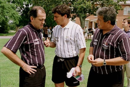 Sabella con Passarella y Gallego, en Estados Unidos, en julio de 1996