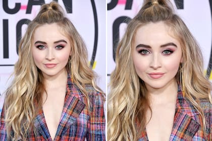 Sabrina Carpenter posó en la red carpet con un Half-up bun que le quedaba espectacular. El resto del cabello lo llevó con ondas rotas