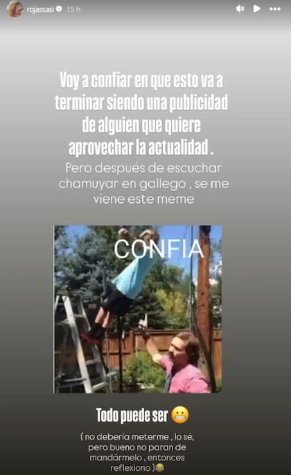 Sabrina Rojas reaccionó al supuesto gesto romántico de su ex (Foto: Instagram @rojassasi)