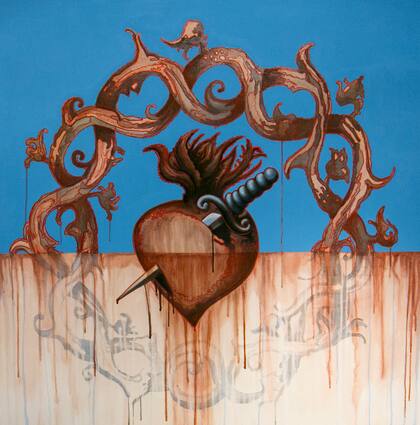 Sacre Coeur es el nombre de la obra realizada con la innovadora técnica de Martorell, que utiliza la borra del vino malbec