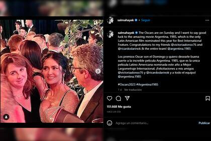 Salma Hayek deseó que la Argentina se lleve el Oscar (Foto Instagram @salmahayek)