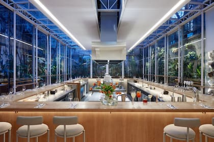 Salón de Martí Barra, en el jardín de invierno del edificio belle époque que se convertirá en Marti Casa