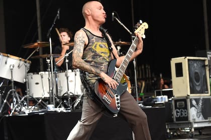 Sam Rivers durante un show de Limp Bizkit en el Lollapalooza de, 2021 en la ciudad de Chicago