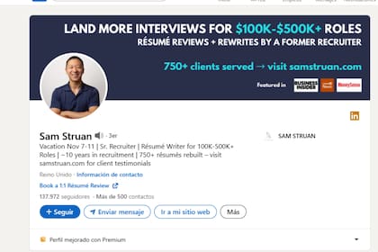 Sam Struan tiene más de 130 mil seguidores en LinkedIn, después de finalizar su trabajo en Apple