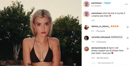 Sami Sheen promocionó su cuenta de OnlyFans y su mamá la apoyó públicamente en un comentario