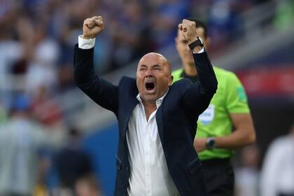 Sampaoli festeja el primer gol de Argentina