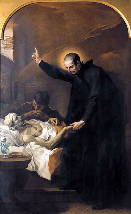 San Cayetano curó la pierna con gangrena de una mujer que se alojaba en su hospital. Ese fue su primer milagro