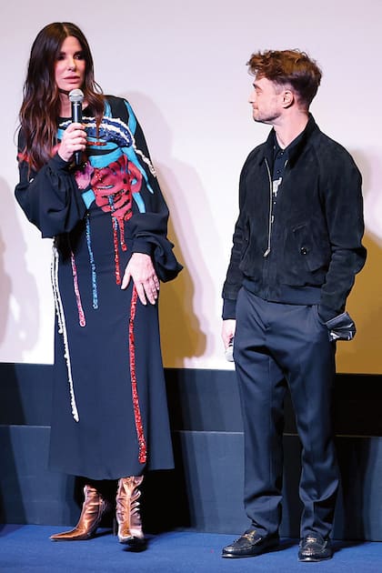 Sandra Bullock con Daniel, en el estreno de la película.