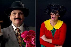 Sandra Priore (Profesor Jirafales) y Eugenia Ruíz (la Chilindrina) son los personajes estelares de la parodia del Chavo del 8