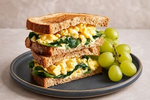 Sándwich de huevo, ricota y espinaca