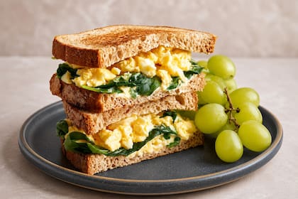 Sándwich de huevo, ricota y espinaca