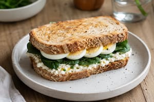 Sándwich de ricota, huevo y espinaca