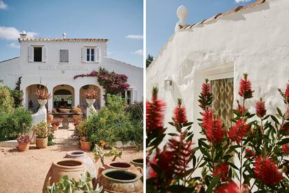 Santa Magdalena se construyó en el siglo XIX como casa y fábrica de quesos. Sobre las letras originales, reloj de sol, ese que en Menorca sugiere plantas de poco mantenimiento, como en este jardín diseñado por los dueños de casa.