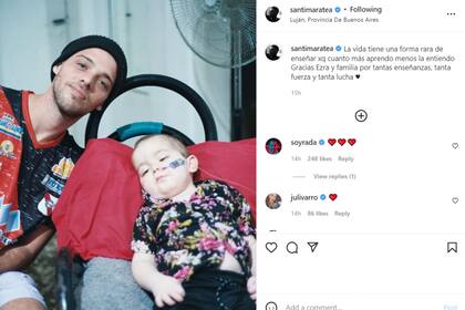Santi Maratea compartió un mensaje en medio del dolor por la muerte de Ezra, el nene que ayudó para que reciba un costoso tratamiento