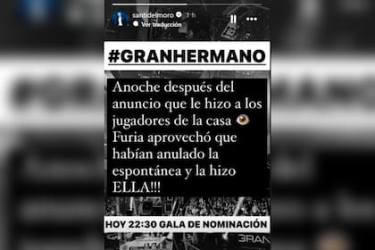 Santiago del Moro anunció que se realizó la nominación espontánea (Captura Instagram @santidelmoro)