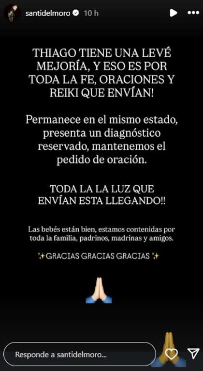 Santiago del Moro, conductor de Gran Hermano, se sumó a la cadena de oración por el joven