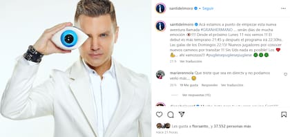 Santiago del Moro publicó detalles sobre el regreso de Gran Hermano y causó furor entre sus fanáticos (Foto/@santidelmoro)