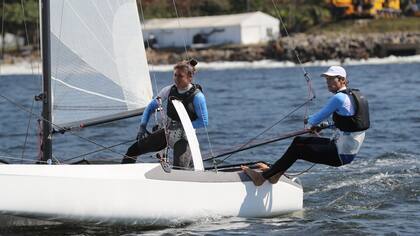 Santiago junto a Cecilia Carranza, entrenando en Río
