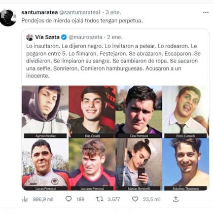 Santiago Maratea se expresó sobre el crimen de Fernando Báez Sosa y sobre los acusados de ser los autores a través de Twitter y de Instagram de manera contundente