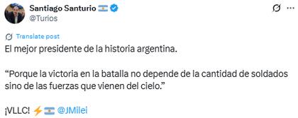 Santiago Santurio celebro el acto del Presidente en el Movistar Arena (Fuente: @Turios)