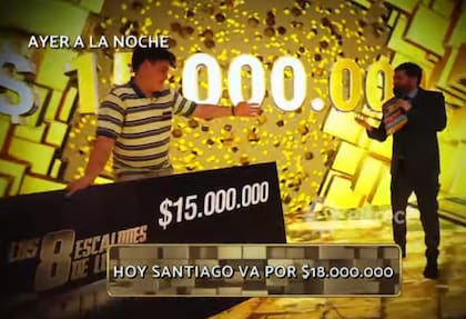 Santiago tiene 19 años, ganó 15 millones en Los 8 escalones y compitió por los 18 (Foto: Captura eltrece)