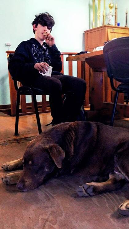 Santino y su perro Chocolate, los protagonistas de una travesía con final feliz